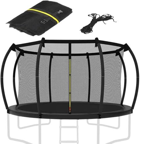 Trampolin Sicherheitsnetz, Ø 305 cm Ersatznetz innenliegend mit Reißverschluss und Schnallen, UV-beständig Trampolin Netz, Trampolinersatznetz für 6/8 Stangen Gartentrampolin