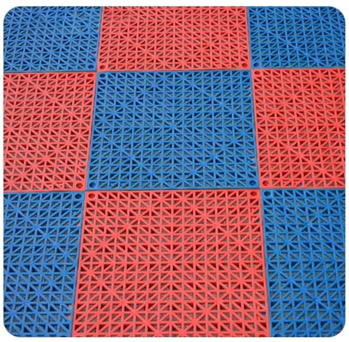Piastrelle ad incastro per pavimento del garage, tappetini modulari in PVC, antiscivolo e autodrenanti, per garage, autolavaggio/officina, piastrelle per pavimenti rimovibili, 30 x 30 x 1,5 cm, rosso+