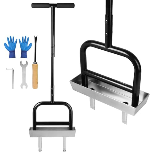 lalago Aerificatore Manuale a 2 Punte con Vano Porta Attrezzi, Scarificatore Manuale 93 cm, Aerazione del Prato, Picchio da Prato per Dissodare Il Terreno e Migliorare Il Prato