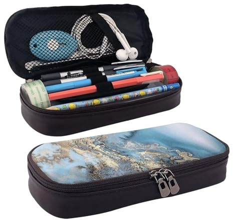 WOPQS Federmäppchen, Marmor, Leder, Stifteetui, Schreibwaren, College-Tasche, Organizer