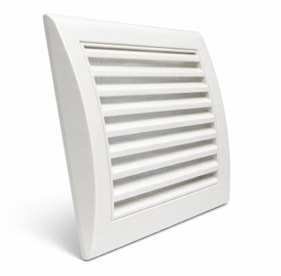 Fantronix White Air Vent Grille with Fly Screen – 190 × 190 mm External Wall Vent Cover for Kitchen & Bathroom Ventilation