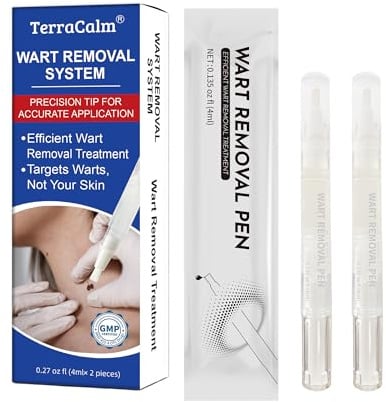 Wart Removal Pen 2-Pack, Wart Remover for Common & Plantar Warts, Skin Tag Removal Kit for All Skin Types
