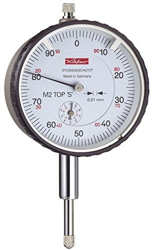 Escarabajo Reloj comparador m2tops Rango de medición 10 mm, lectura de 0,01 mm, 10143