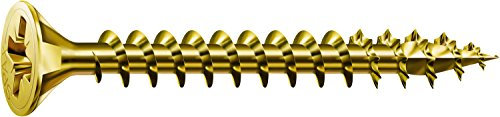 SPAX Universalschraube, 4,0 x 60 mm, 100 Stück, Kreuzschlitz Z2, Senkkopf, Vollgewinde, 4CUT, YELLOX A2L, gelb verzinkt, 1081020400603