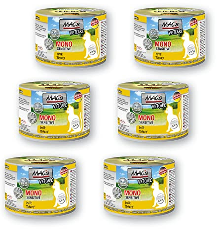 MAC'S Nassfutter CAT Mono Sensitive PUTE und KAROTTE für Katzen 100% Pute 200g