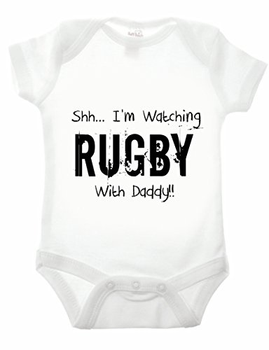 Reality Glitch Shh.. I'm Watching Rugby with Daddy Babygrow Funny Newborn Gift