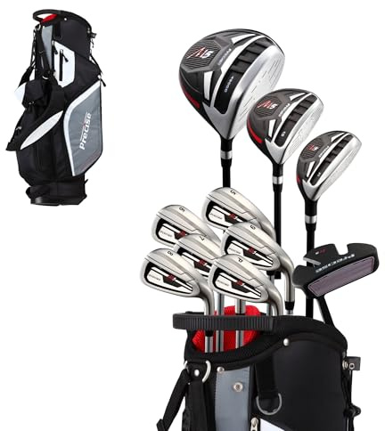 Precise El Juego Completo de Golf M5 para Hombre Incluye Driver de Titanio, SS Fairway, SS Hybrid, hierros SS 5-PW, Putter, Bolsa de Soporte, 3 H/C (Mano Izquierda)