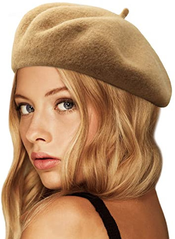 Wheebo Wool Beret Hat, einfarbige französische warme Wintermütze für Frauen Mädchen