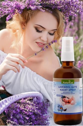 NaturGut Lavendel Gute Nacht Spray verstärkt reines Lavendelöl 100ml Lavendel-Schlafspray Duftspray Raumspray Lavendelspray