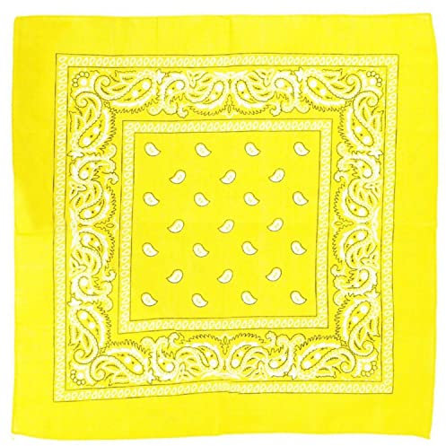 WedDecor Yellow Bandana For Men Women Cotton Unisex Paisley Head Scarf Wide Headband Fashion Accessory for Riding, Motorcycling, Hiking, Fishing, Outdoor Activities, 54cm