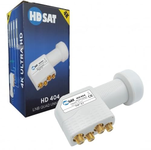 HDSAT HD404 LNB Quad Full HD 4K Tête Parabole 4 Sorties 0,1dB Compatible Astra EUTELSAT