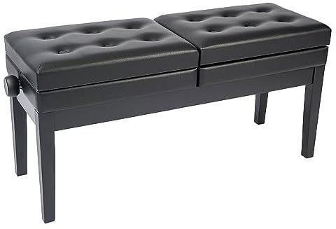 Kinsman Double Adjustable Piano Bench with Storage - Satin Black