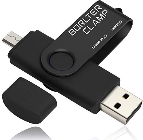 Clé USB 32 Go, 2 en 1 OTG USB Mémoire Stick, Pivotant U Disque avec Port Micro USB pour Smartphone Android, Tablette et Ordinateur (Noir)