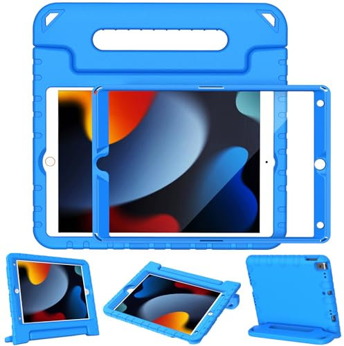 LTROP Custodia per iPad 9a generazione/iPad 8a generazione/iPad 7a generazione per bambini, iPad 10.2 2021/2020/2019, supporto antiurto con manico, blu