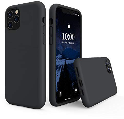 SURPHY Liquid Silicone Case Compatible with iPhone 11 Pro Max Case, Soft Rubber with Microfiber Cloth Lining Full Body Design Shockproof Case for iPhone 11 Pro Max 6.5, Black