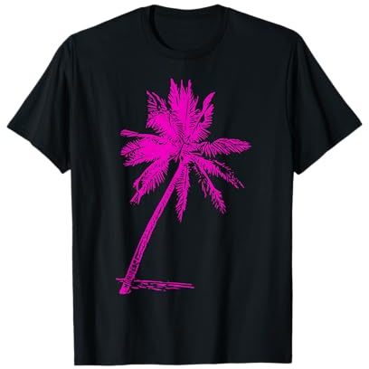 Palme In Pink Strand Beachwear Surfen Aloha Retro Palmen T-Shirt