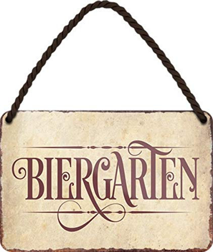 WOGEKA ART Retro Tin Sign – Beer Garden Beer – Funny Saying as a Gift Idea for Birthday Christmas as Decoration 18 x 12 cm Vintage Design Metal Hanging Sign HS606