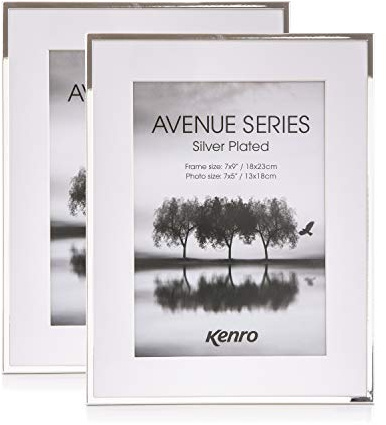 Kenro Box of 2 Avenue Silver Plated Photo Frame 12x10 Inch / 25x30cm with White Mat for Photo 8x10 Inch / 20x25cm- AVE2025S