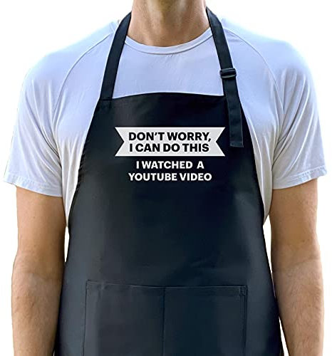 GuyAprons Schürze, Lustige Grillschürze für Männer, BBQ Grill Schürze, Einheitsgröße, Schwarz