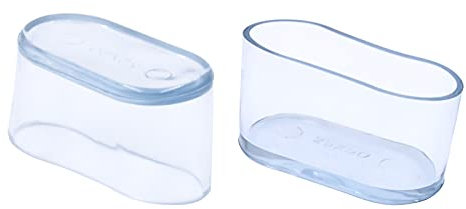 Flyshop Stuhlbeinkappen, PVC Schutzkappen, geruchlos, kratzfrei, oval 25 x 50 mm (2,5 x 5,0 cm), 8 Stück, Transparent