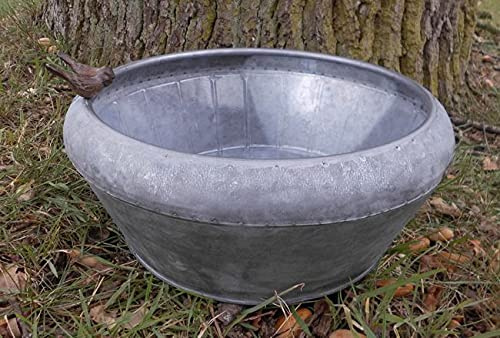 Deko-Impresion Traumschöne Zinkschale Pflanzschale Zinkbottich Blumentopf Vogeltränke D 33 cm