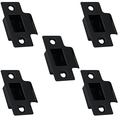 Strike Plate Matt Black Latch Door Frame + Dust Box + Matching Screws (5)
