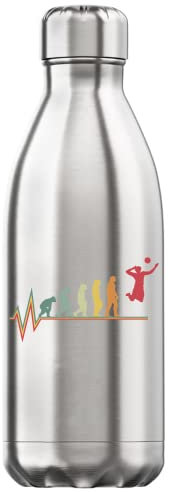 Human Volleyball Evolution Heartbeat Serve Graphic 350 ml Wasserflasche Styled Thermoflasche Edelstahl BPA-freie Thermoskanne Silber One Size