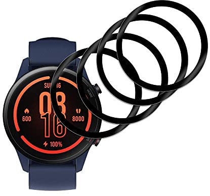 [4 Pack] Protector Pantalla Compatible con Xiaomi Mi Watch 3D Cobertura Completa, HD Clear TPU Pantalla Saver Protector, Sin Burbujas, Anti-Scratch Película, Sensible al Tacto