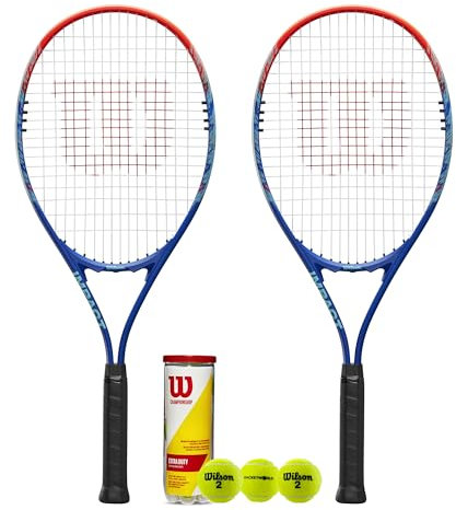 Wilson Impact Tennis Racket Twin Set Package (2 Rackets & Tennis Balls)