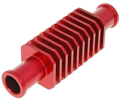 2EXTREME Durchlaufkühler eckig rot 103mm universal kompatibel mit Roller | Eckige Bauform, Anschlussweite 17 mm, Innendurchmesser 12,5 mm, Gesamt-Ø 30 mm; kompatibel mit Scooter, Mofa, Moped, Motorrad