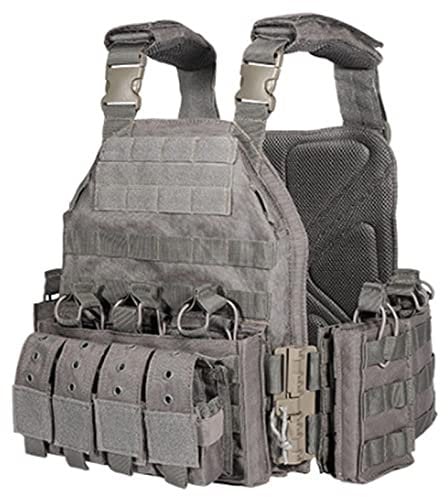 Tactical Plate Carrier Vest, 1000D Nylon Army Tactical Vest for Paintball Airsoft Wargame CS Outdoor Activity,Grey