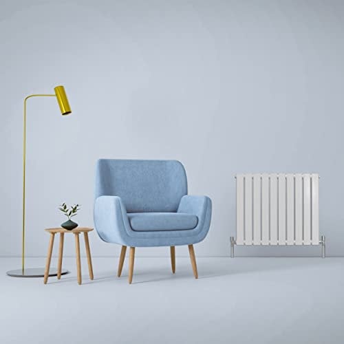 Radiateur Plat Mural 60 x 70 cm Blanc Brillant Pour Salle de Bain, Cuisine, Maison Moderne Design Scandinave [Kit de Fixations, Brosse de Nettoyage inclus & 15 ans de GARANTIE]