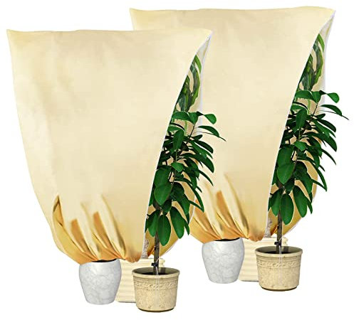 Winterschutz für Pflanzen - 2 Stücke Pflanzenschutz Winter Frostschutz Pflanzen Haube Pflanzenabdeckung mit Reißverschluss, Pflanzenschutzhaube für Palmen Kübelpflanzen Balkonpflanzen, 180×120cm