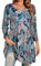 Enmain Tunic Tops for Women UK 3/4 Long Sleeve Tunics for Leggings Plus Size Round Neck Ladies Casual Loose Longline Top Teal Green Blouse T Shirt Paisley Patterned Swing T-Shirt 3XL