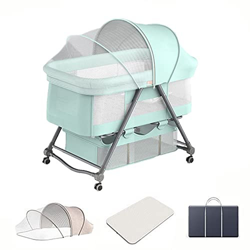 Bettumrandung Babybett,beistellbett Baby,babybett,stubenwagen,babywiege,reisebett Baby,Baby Zubehör,Baby Beistellbett,babybett Komplett Set,mit Matratze (Color : Green)