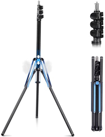 SIRUI DK18 Kohlefaser-Lichtstativ 1,8m Höhe | Leicht & Stabil mit Gasdruckfeder & Schnellverschlüssen | Max. Traglast 5kg | Für Studioblitze, LED-Panels, Monolights