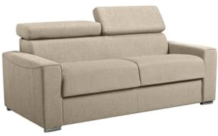 Vente-unique-Schlafsofa 3-Sitzer - Liegefläche mit Lattenrost: 140 cm - Matratze: 22 cm mit Memory Schaum - Stoff - Beige - Vizir