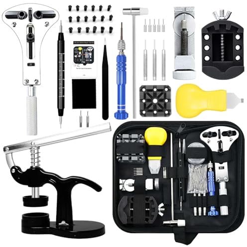 Watch Repair Kit, GLDCAPA Professional Watch Battery Replacement Kit, Watch Repair Tools with Carrying Case, Watch Link Removal Tool Kit, Watch Case Opener, Watch Press Set