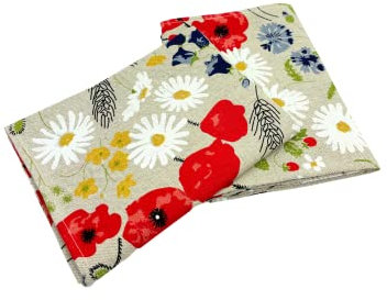 Ger3as 2er-Set: Gourmet Geschirrtücher Küchenhandtücher Leinen/Baumwolle Handtücher Tücher 50x70 cm Halbleinen Stonewashed Jacquard oder Bedruckt (Mohn)
