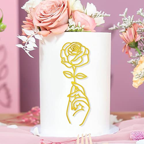 ENYACOS torten deko cake topper acryl tortendeko Golden Rose Kuchendeko torten topper geburtstag Kuchendekoration torten topper für mädchen happy birthday cake topper