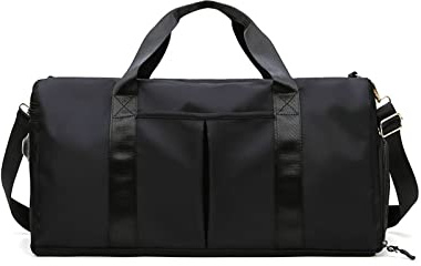 CORIOS Nylon Reisetaschen Duffle Bag Sporttasche Fitnesstasche Schwimmtasche für Herren/Damen Faltbare Weekender Übernachtung Tasche Trainingstasche Kabinenreisetasche Handgepäck mit Schuhfach Schwarz