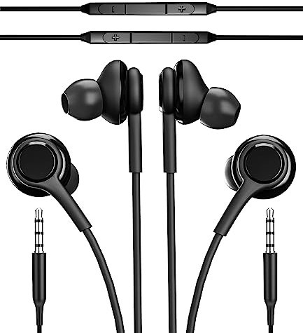 3.5mm Jack Headphone With Microphone(2Pack) Earphone Wired Earbuds Compatible for Samsung Galaxy S10e S7 S8 S9 Note 7 8 Note 9 A10e A70 Gaming Laptop Video Game PC Pixel 3a XL LG K40 Stylo S10-ej