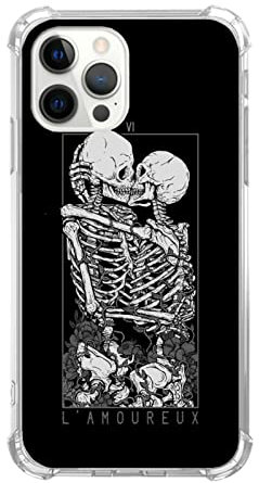Kissing Skull Couple Case Compatible with iPhone 15 Pro, Skull Skeleton Lovers Valentine Case for iPhone 15 Pro, Trendy TPU Bumper Phone Cover Case