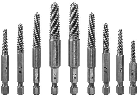 Treki 10pcs Extracteur de vis cassée extracteurs de vis dénudés endommagés extracteur de vis cassé tige hexagonale dents fines endommagées outil de retrait de boulons