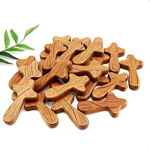 Chunful Wood Holding Crosses Bulk, 2.36 x 1.34 x 0.47 Inches, Light Brown