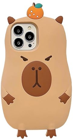 QoKcoahn Case for iPhone 12/12 Pro,Kawaii Phone Cases 3D Cartoon Cases Cute Funny Capybara Soft Silicone Rubber Shockproof Protective Case Women Girls for