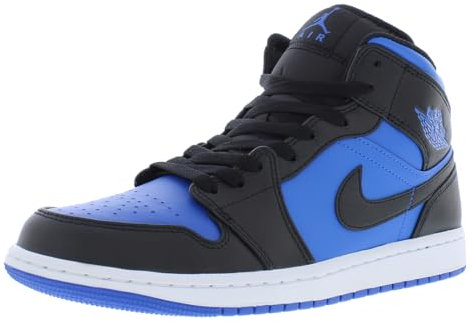 Jordan Schuhe 1 Mid Blau und Schwarz Herren, Blau/schwarz, 43 EU