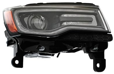 EDA PREMIUM auto Scheinwerfer Rechts 68144708AE passend für JEEP GRAND CHEROKEE, 14-17 ohne Motor, mechanisch, schwarz, XENON, mit Blöcken, mit Glühbirnen