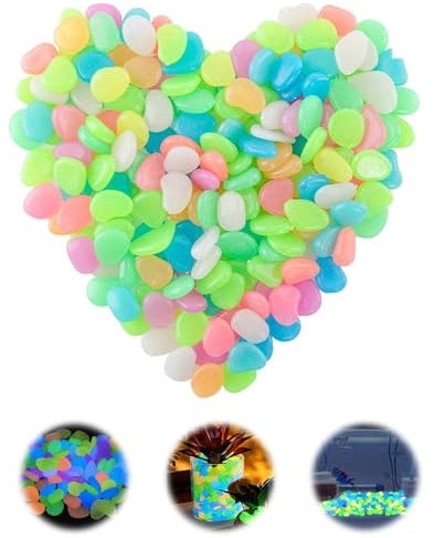 MIYUANGKJ Lot de 400 galets lumineux multicolores phosphorescents pour enfants - Pierres décoratives fluorescentes - Pierres de jardin