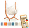 LA SIESTA® - Udine Bio-Baumwoll-Hängesessel mit Holzgestell - Handgefertigter, Reißfester, Weicher Indoor Hängesessel mit Gestell, FSC-zertifizierter Eukalyptus-Ständer für Balkon Garten - Latte
